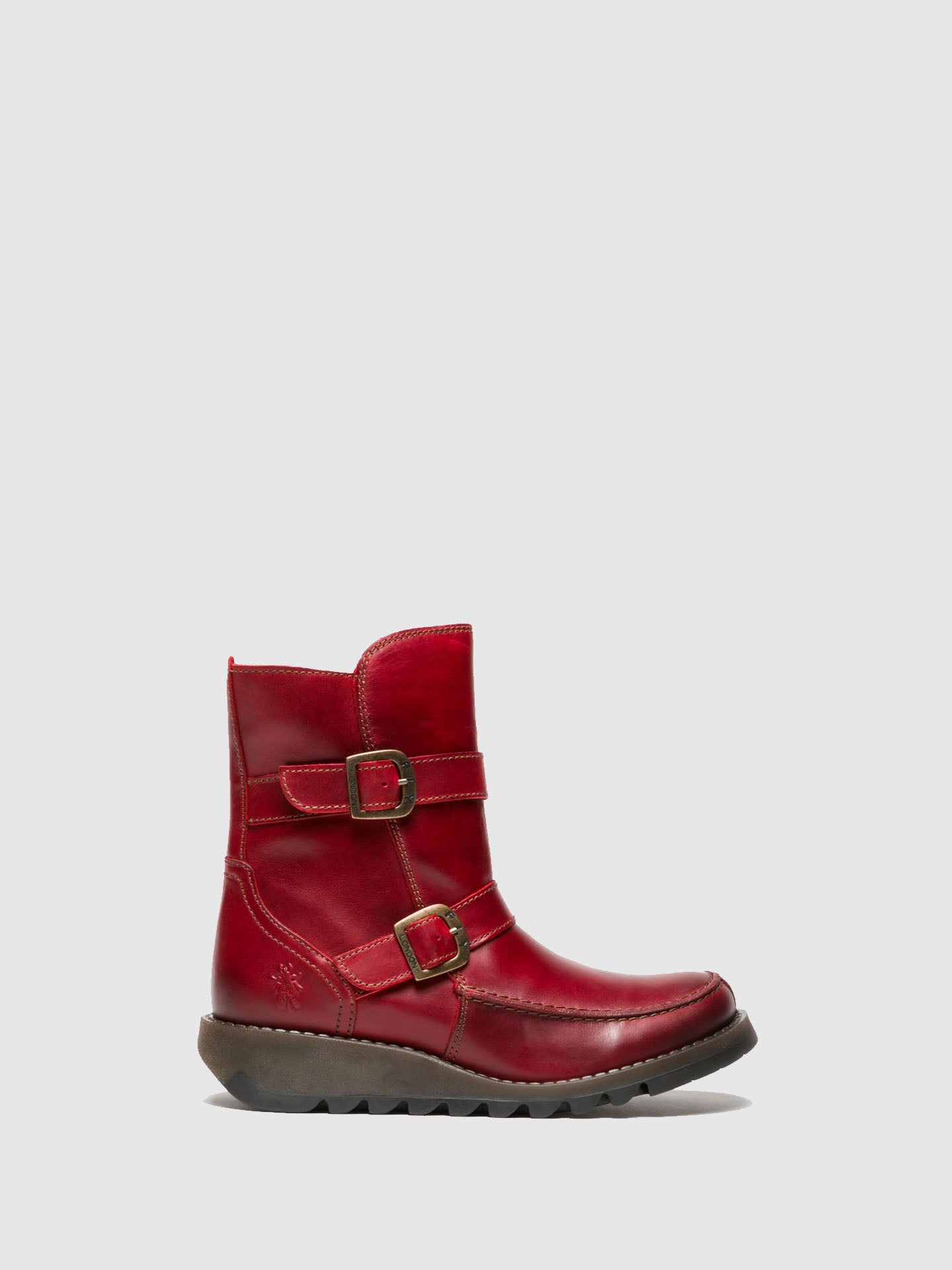 Fly London Red Zip Up Ankle Boots